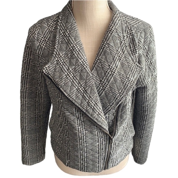 Banana Republic Quilted Plaid Blazer with Zipper & Pockets Size Medium - Picture 1 of 6